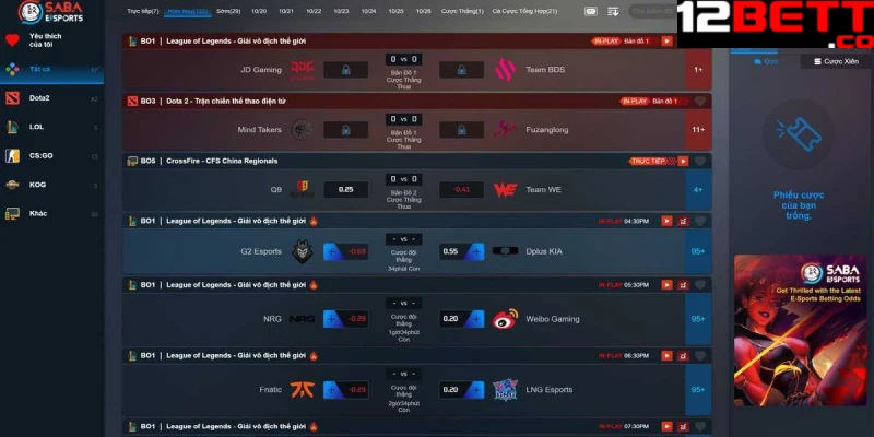 Cách đặt cược Esports chi tiết tại 12Bet Cách đặt cược Esports chi tiết tại 12Bet